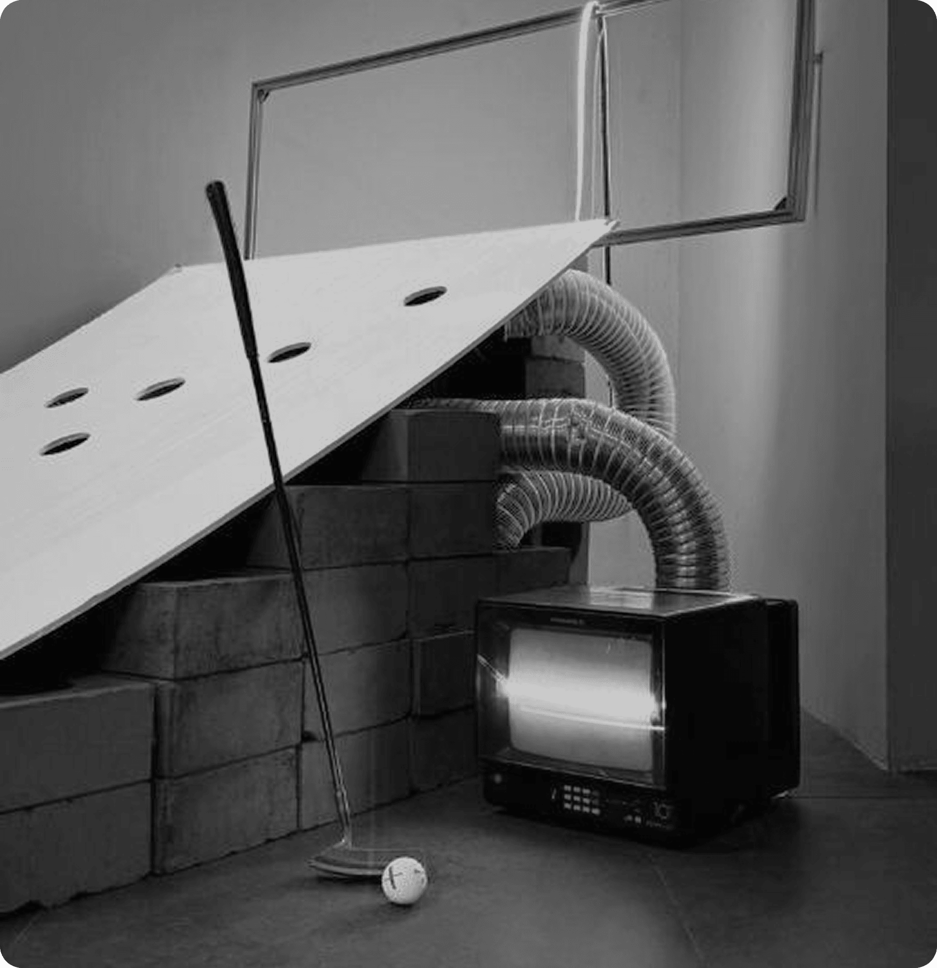 A plywood ramp and CRT installation